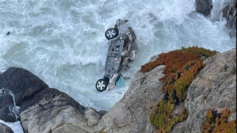 man drives off cliff